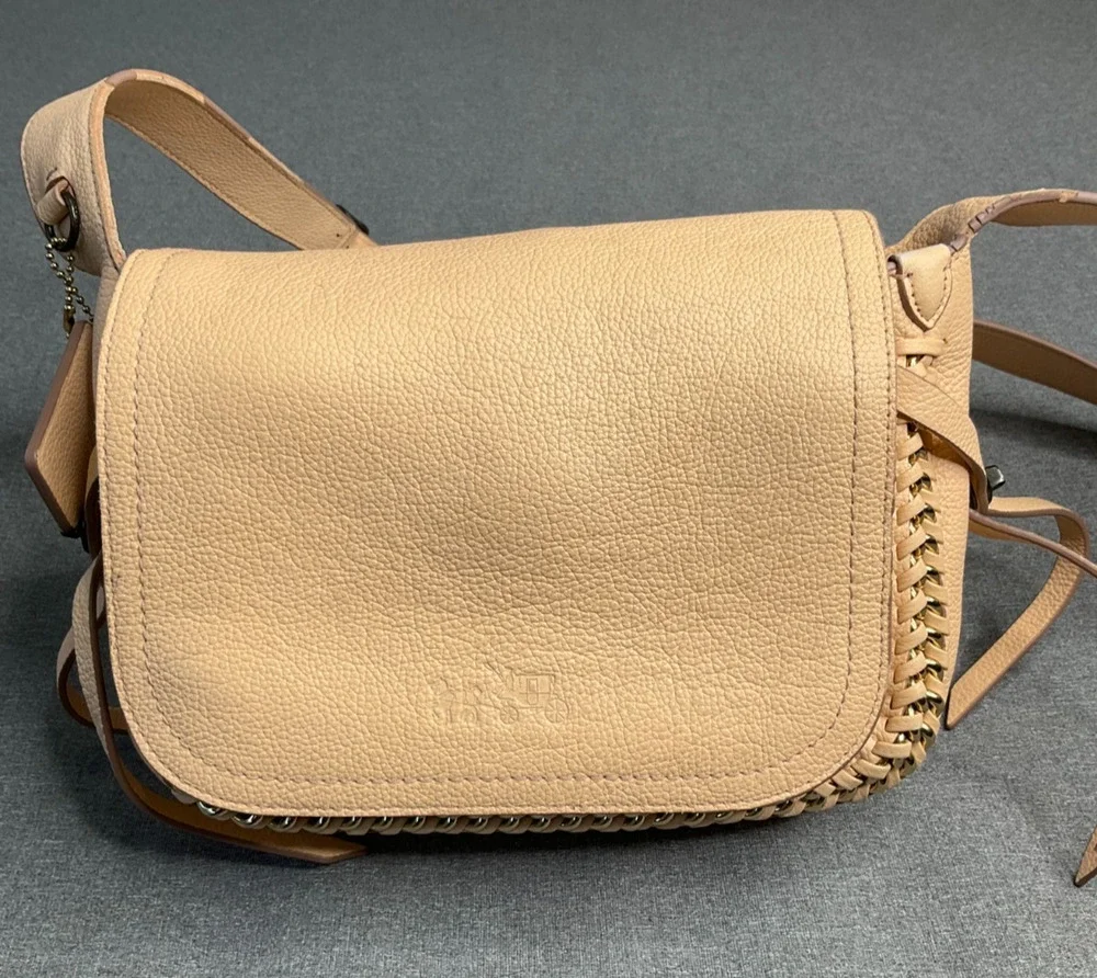 COACH DAKOTAH Apricot Leather Small Whipstitched Flap Saddle Crossbody 34397